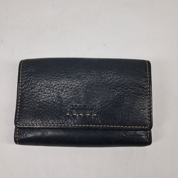 Fossil Black Soft Genuine Leather 3 Trifold Wallet - Picture 1 of 9